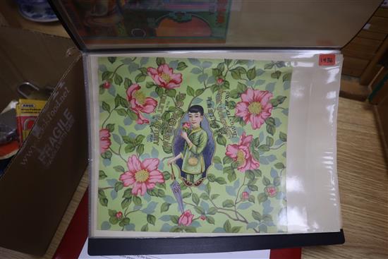 A collection of Chinese tea labels and photos of Hong Kong